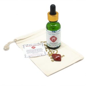 Root Chakra Massage Oil with Red Jasper Crystal-0